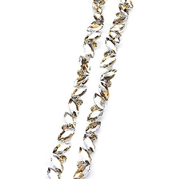 Tira De Strass Cristal Oval Champagne1cm X 90cm 0