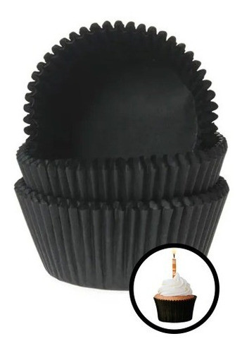 45un Forma De Cupcake Preta Forneavel Forminhas De Papel 0