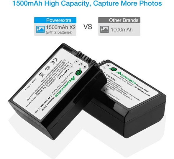 Batería Y Cargador De Viaje Powerextra P/sony Np-fw50 2 U. 1