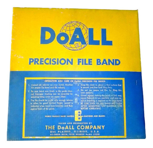 Hoja Sierra Doall Precision File Band 135' Oval 1/4 X 24 Usa 0