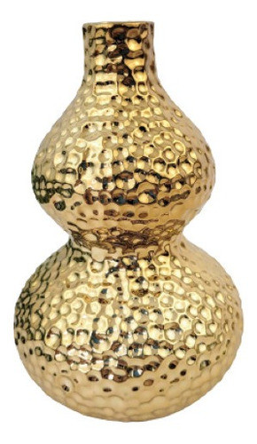 Vaso Dourado Martelado 15x10cm Cerâmica Decorativo 0