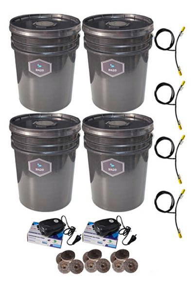 Kit Sistema Hidroponico 4 Plantas Dwc Completo Con 12 Jiffy 0