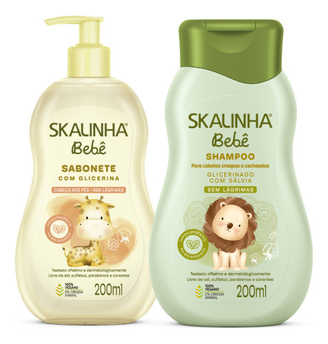 Kit Shampoo Cachos E Sabonete Líquido Bebê Vegano Skalinha 0