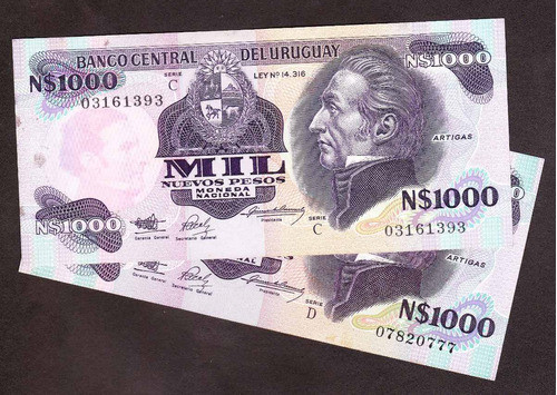 Eb+ N$1000 Serie C - D. 2 Billetes Aunc A Elección Por $100 1