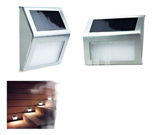 4 X / Paquete De 2 Lámparas Led Solar Brillante Paso Luz Esc 0
