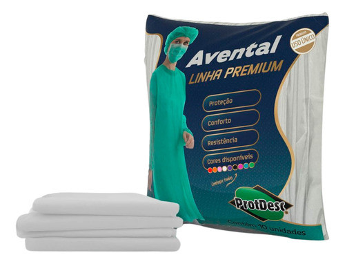 Avental Descartável Protdesc Manga Longa 20gm² Branco 10un 0