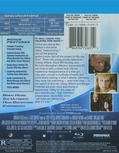 Blu-ray Gone Baby Gone / Desaparecio Una Noche 1