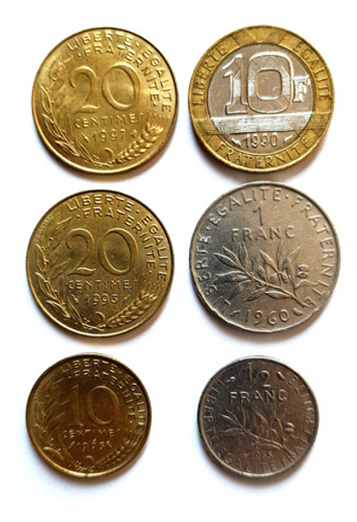 Lote Monedas Francesas Antiguas De Los Años 1960 Al 1997 0