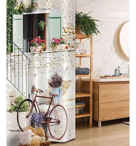Ambesonne Bicycle Stall Shower Curtain, European French Medi 0