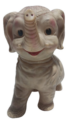 Antiguo Juguete Elefante Goma Piel Rose Grande Bello Suerte 0