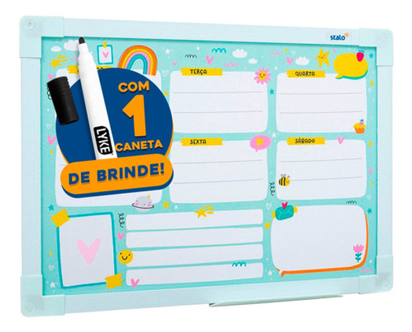 Lousa Planner Semanal Parede 30x40 Abelinha Stalo + Caneta 0