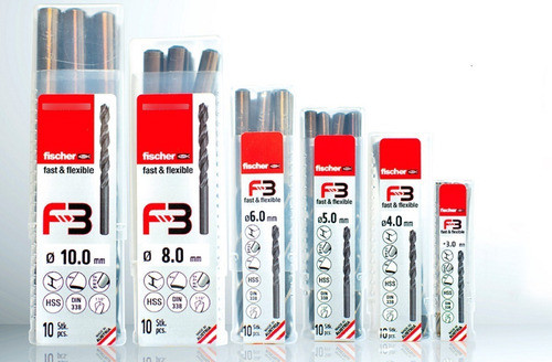 10 Mechas Acero Rápido Ø8,00mm- Fischer F3 Diámetro 8mm X10u 1