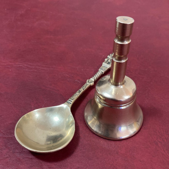 Antigua Campana De Bronce Y Cuchara De Bronce 1
