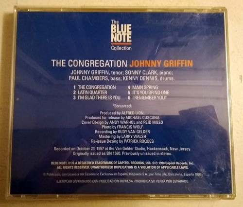 Johnny Griffin Congregation Blue Note Coll. Cd Imp. / Kktus 1
