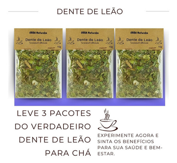 Kit 3 Chá Dente De Leão - Legitimo Taraxacum Officinale 1 Kit 3 Chá Dente De Leão - Legitimo Taraxacum Officinale 1