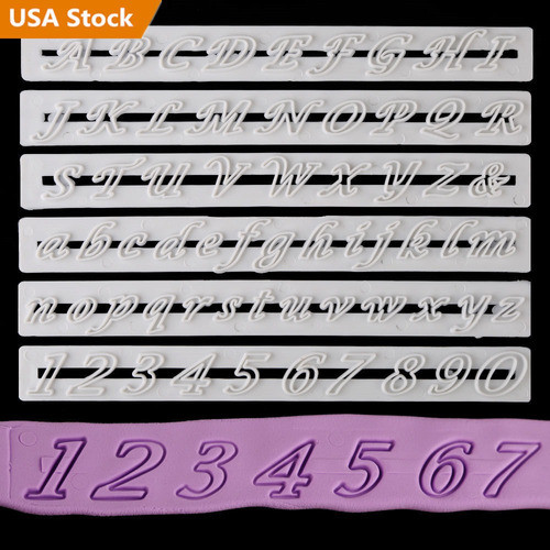 6pcs Fondant Molde Alfabeto Número Letra Cookie Cortador Mol 1