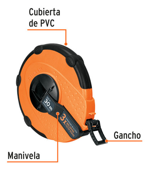 Cinta Métrica 30mts Fibra De Vidrio Truper 1