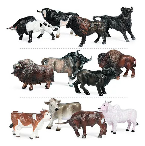 12 Unidades De Modelos De Vacas, Animais De Touro Simulados 0