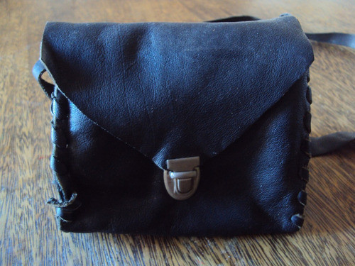 Pequeña Cartera De Cuero Negra Camara De Fotos 0