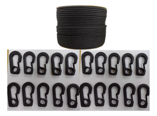 Soga Elástica Negra Tensor 6mmx20m Navegante Sl + 20 Ganchos 0