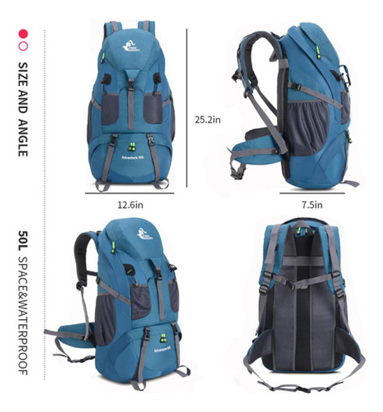 Mochila Para Senderismo De 50l Ergonomica Azul Bseash 1 Mochila Para Senderismo De 50l Ergonomica Azul Bseash 1