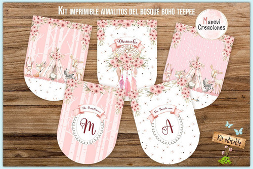 Kit Imprimible  Animalitos Del Bosque Teepe Textos Editables 1