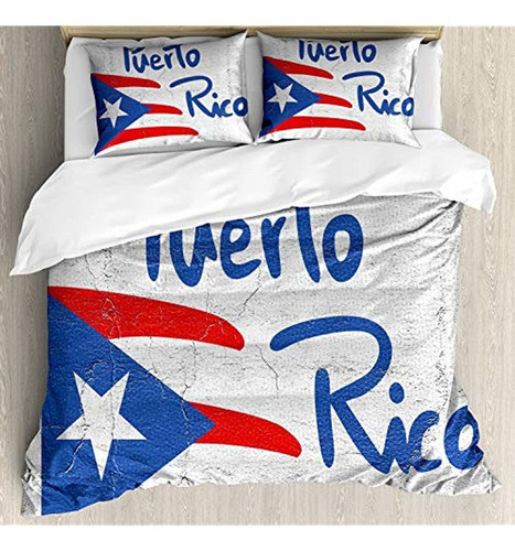 Juego De Funda Nórdica Lunarable Puerto Rico, Bandera Dibuja 0