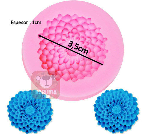 Molde Silicona Flor Dahlia 3,5cm Fondant Porcelana Belgrano 1