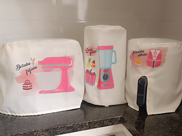 Kit 3 Capas Batedeira Airfryer Liquidif Palha Estampa Rosa 0