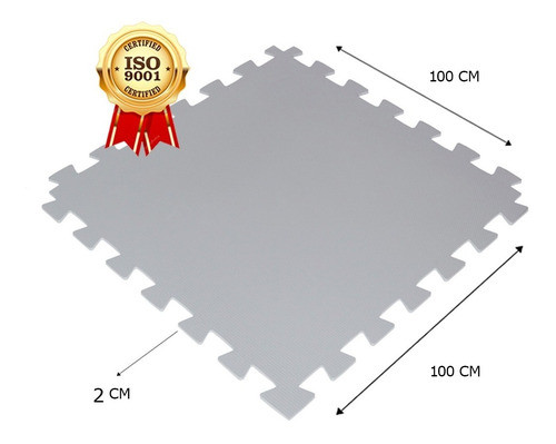 Kit 9 Tapete Tatame Cinza Escuro  Eva 100x100x2cm 20mm 1x1 1