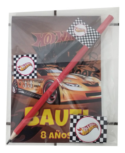 Souvenir Hotwheels - 15 Anotadores 15 Gomas Y 15 Lapiz 1