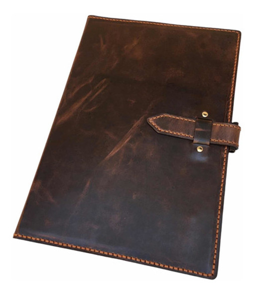 Pasta A4 Capa Dura Documentos Couro Legítimo Forro Aveludado 1