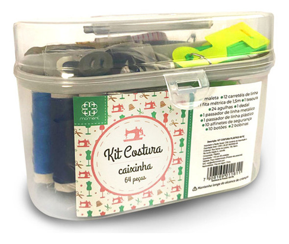 Kit De Costura Rápido 64pçs Viagem Estojo Linhas Agulhas 0