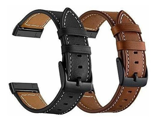 Malla Para Fitbit Sense/versa 3  X 2u Cuero , Hebilla Negra 0