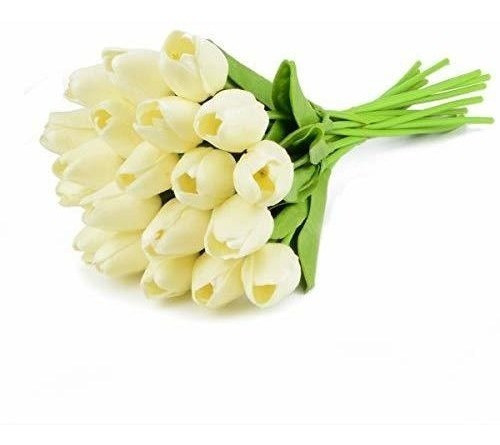 Tulipanes Artificiales De Aspecto Real (20u.) Blancas 0