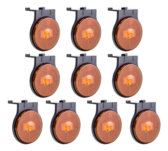 Kit 10 Lanternas Laterais Âmbar Led Bivolt Com Suporte 65mm 0
