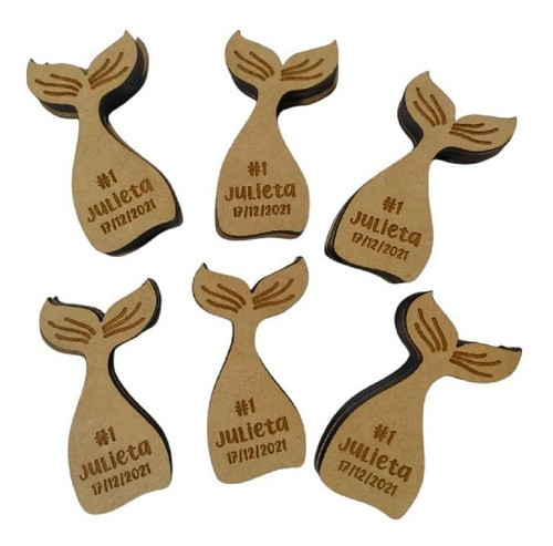 10 Colas De Sirena Grabadas Personalizadas 8x5cm Fibrofacil 0