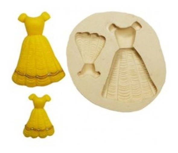 Molde De Silicone Vestido De Princesa Bela 0