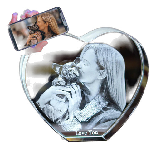 Regalo De Cristal Con Foto En Corazón 3d Para Mujer O Hombre 0