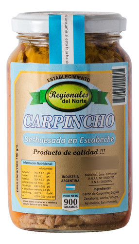 Carpincho En Escabeche X500gr Regionales Del Norte 0