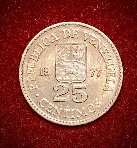 Moneda 25 Céntimos De Bolivar Venezuela 1977 Y 50 0