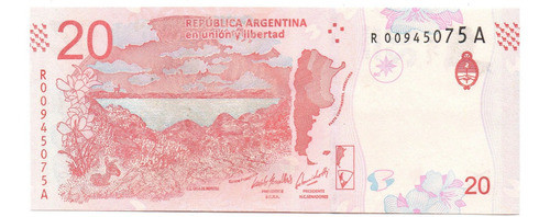 Argentina Billete $20 Guanaco Reposición R 00945075 A - Unc 0