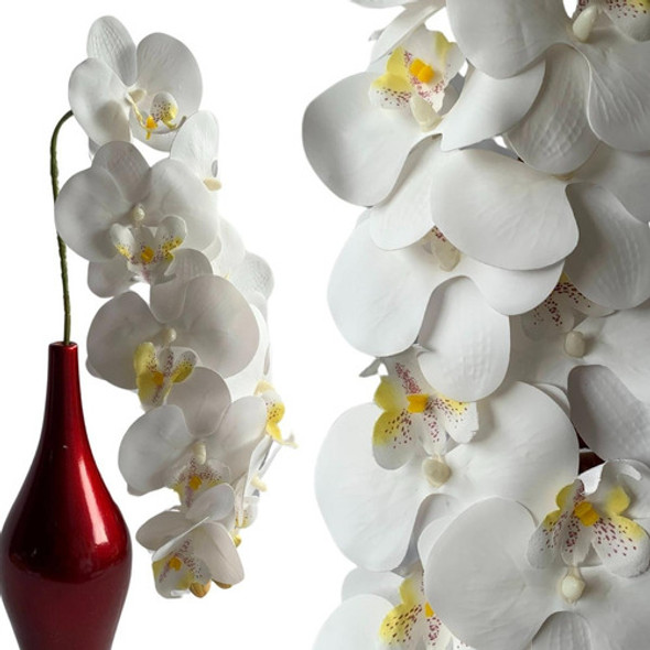 9x Flor Artificial Orquídea Branca Realista 80 Cm Para Vaso 0