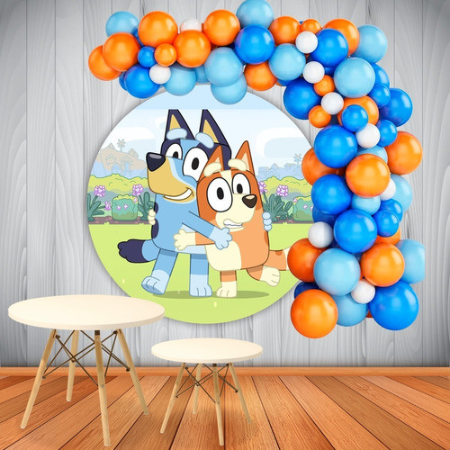 Fondo Banner Bluey Decoración Cumpleaños Candy Circular 1 M 0