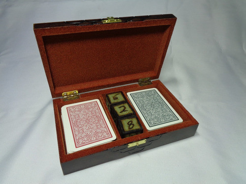 Caixa Madeira Mdf P/ 2 Baralhos C/ 3 Dados Jogo Truco 2 1