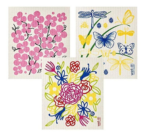 Set De Paños De Cocina Wetit De 3 Parches Y Mariposas De Fl 0