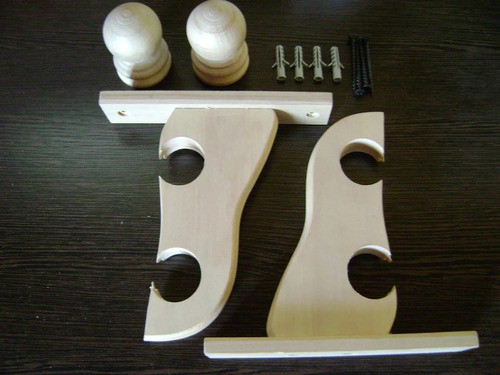 Kit Barral Cortina Doble Natural 2,40 Mts 33mm Oferta!! 1