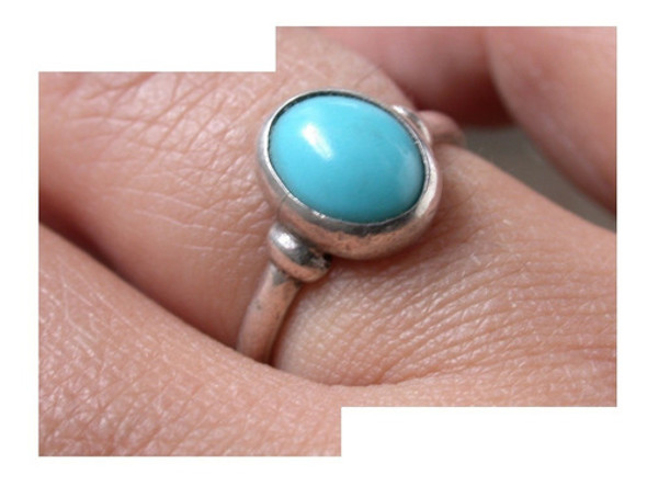 Luli Anillo Plata 925 Turquesa Piedra Legitima Oferta 1