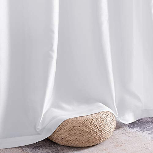 Lazzzy White Faux Silk Cortinas Para Dormitorio Dupioni Cort 1