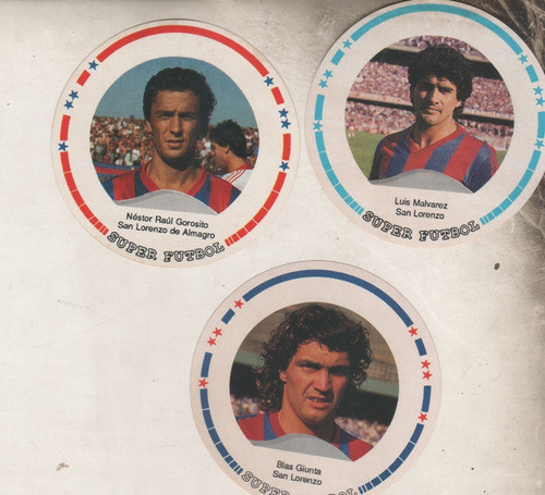 3 Figuritas Revista Super Futbol * San Lorenzo Autoadhesivo 0